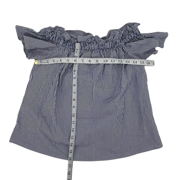 RACHEL Rachel Roy Blue White Striped Off Shoulder Peasant Top Size XS Women’s - Picture 4 of 7
